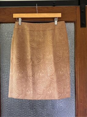 Women's Textured Metallic Tan Pencil Skirt